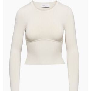 Aritzia Babaton Refinery Sculpt Knit Cream Color Size Large